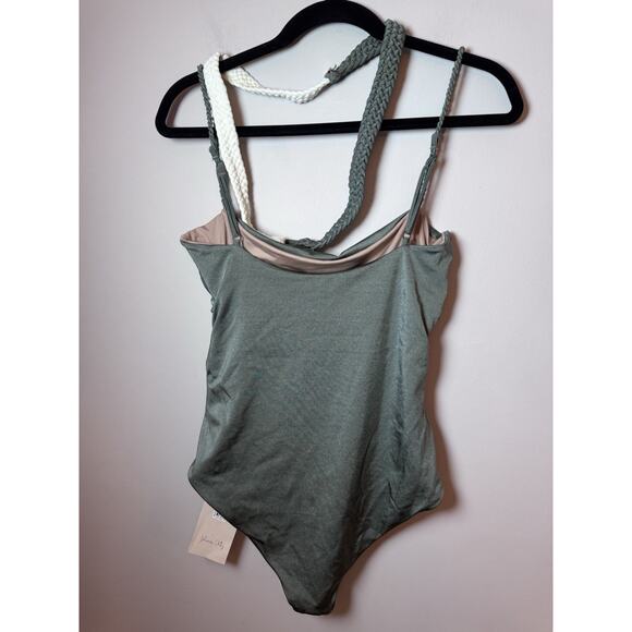 JOHANNA ORTIZ Luster Of Pearls One-piece Swimsuit Green Belted Large NWT $495 - Picture 4 of 15